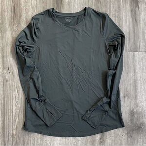 Athleta women’s long sleeve with thumb holes - gray-ish dark green - size small